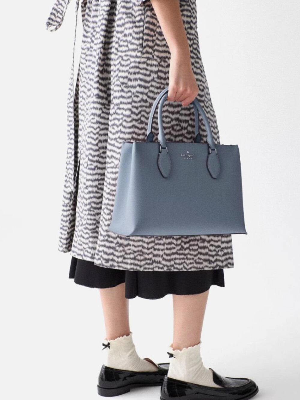 New Kate Spade Rae Medium Satchel Saffiano Cinder Grey (Blue)
